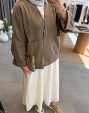 haki tek düğmeli keten ceket 4