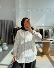 siyah çizgili oversize gömlek 2