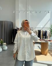 mavi çizgili oversize gömlek 2