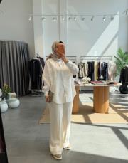 pembe çizgili oversize gömlek