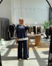 lacivert yazlık oysh pantolonlu takım