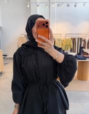 siyah omzu nakış detaylı gömlek 4