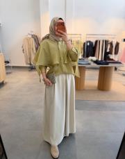 olive tensel tül gömlek 2