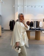natural fular detaylı keten tunik 5