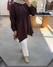 kahve mono tensel gömlek 3