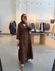 kahve müslin kimono kap