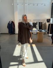 kahve 6451 fermuarlı tensel kap