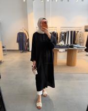 siyah oversize müslin tunik