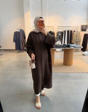 kahve oversize müslin tunik