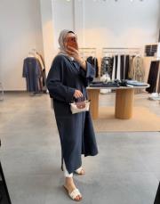 koyu lacivert oversize müslin tunik