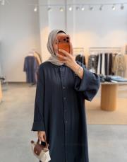 koyu lacivert oversize müslin tunik 2