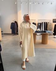 krem oversize müslin tunik