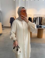 krem kolu nervürlü tunik 3