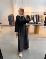 siyah oversize tesla tunik elbise