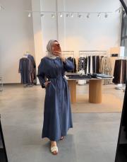 lacivert oversize tesla tunik elbise