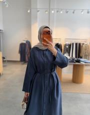 lacivert oversize tesla tunik elbise 3