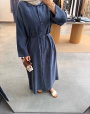 lacivert oversize tesla tunik elbise 4