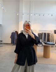 siyah müslin kimono ceket