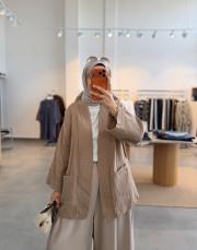 sütlü kahve müslin kimono ceket 2