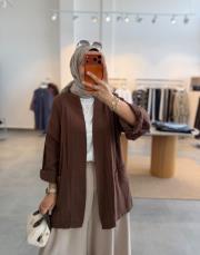 kahve müslin kimono ceket 2