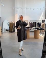 kahve 3414 yanları  çıtçıt detaylı kap