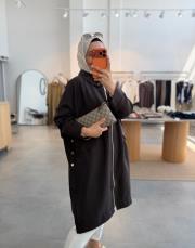 kahve 3414 yanları  çıtçıt detaylı kap 3