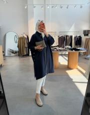 lacivert 3414 yanları  çıtçıt detaylı kap