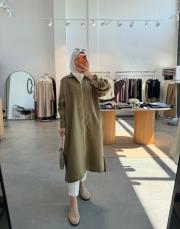 olive 3439 apolet detaylı fermuarlı kap