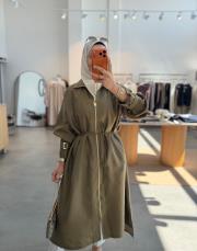 olive 3439 apolet detaylı fermuarlı kap 4