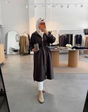 kahve 3439 apolet detaylı fermuarlı kap
