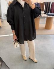 siyah oversize keten gömlek 4