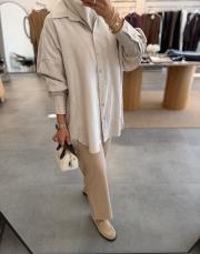 taş oversize keten gömlek 4