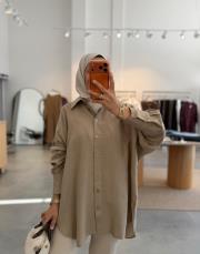 vizon oversize keten gömlek