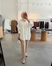 beyaz oversize keten gömlek 2