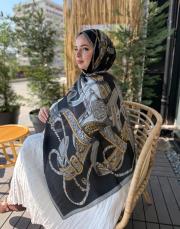 gri siyah tencell ipek şal-9800 2