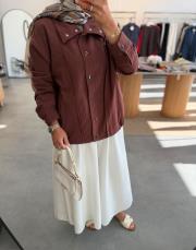 koyu gül kurusu çıtçıtlı keten bomber ceket 3