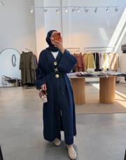 lacivert broşlu denim kimono 2