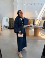 lacivert broşlu denim kimono 4