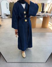 lacivert broşlu denim kimono 5