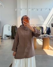 kahve 6403 asimetrik gömlek 2