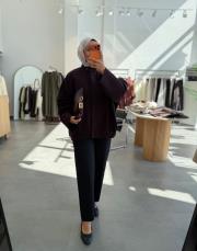 koyu mürdüm oversize bomber ceket
