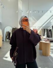 koyu mürdüm oversize bomber ceket 2