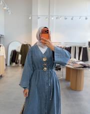 buz mavi 1001 denim broşlu kimono kap 2