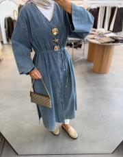 buz mavi 1001 denim broşlu kimono kap 3