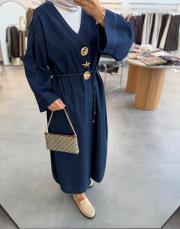 lacivert 1001 denim broşlu kimono kap 3
