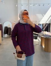 lacivert çizgili penye tunik 3