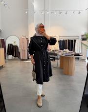 siyah fermuar detaylı twist tunik