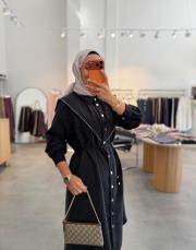 siyah fermuar detaylı twist tunik 2