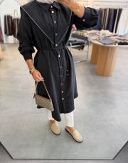 siyah fermuar detaylı twist tunik 3