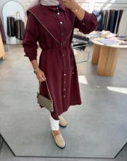 bordo fermuar detaylı twist tunik 4